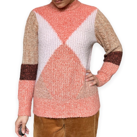 Y.A.S. Colorblock Sweater Long Sleeve Earth Tones Urban Outfitters - Picture 3 of 6